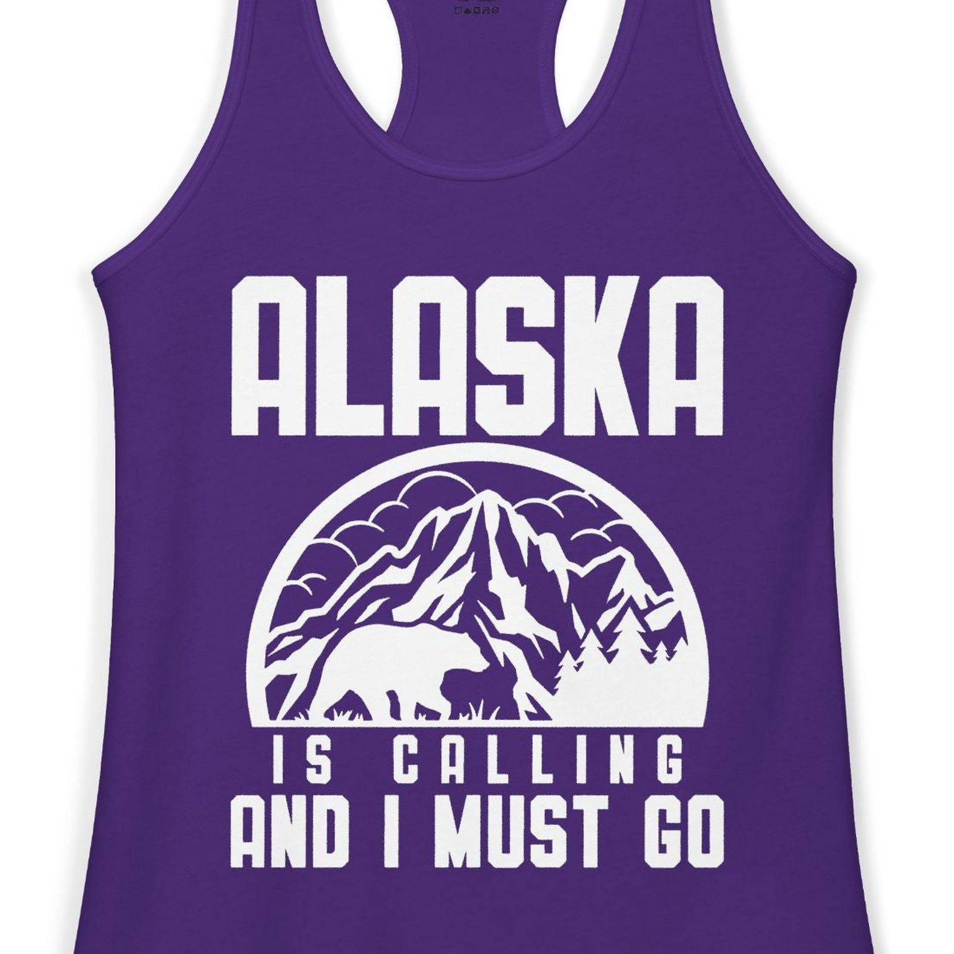 Alaska Is Calling Shirt Ladies Tank Top – Solid Purple Rush – Alaska Cruise Shirts Close Up
