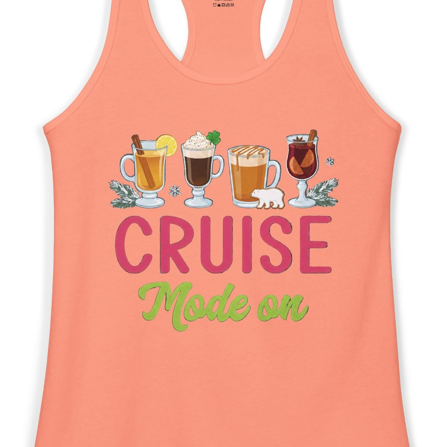 Cruise Mode On Shirt Ladies Tank Top – Solid Light Orange – Alaska Cruise Shirts Close Up