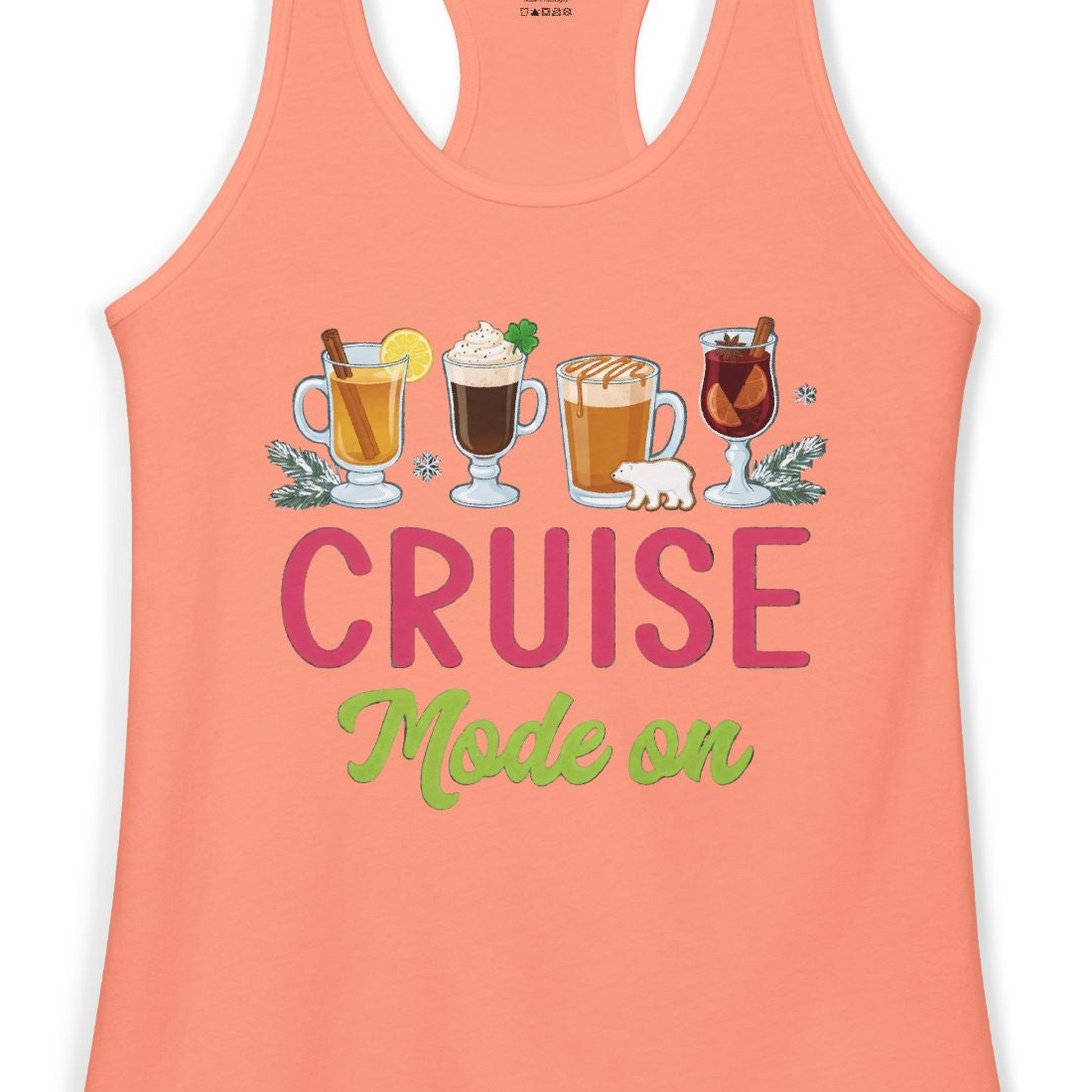Cruise Mode On Shirt Ladies Tank Top – Solid Light Orange – Alaska Cruise Shirts Close Up