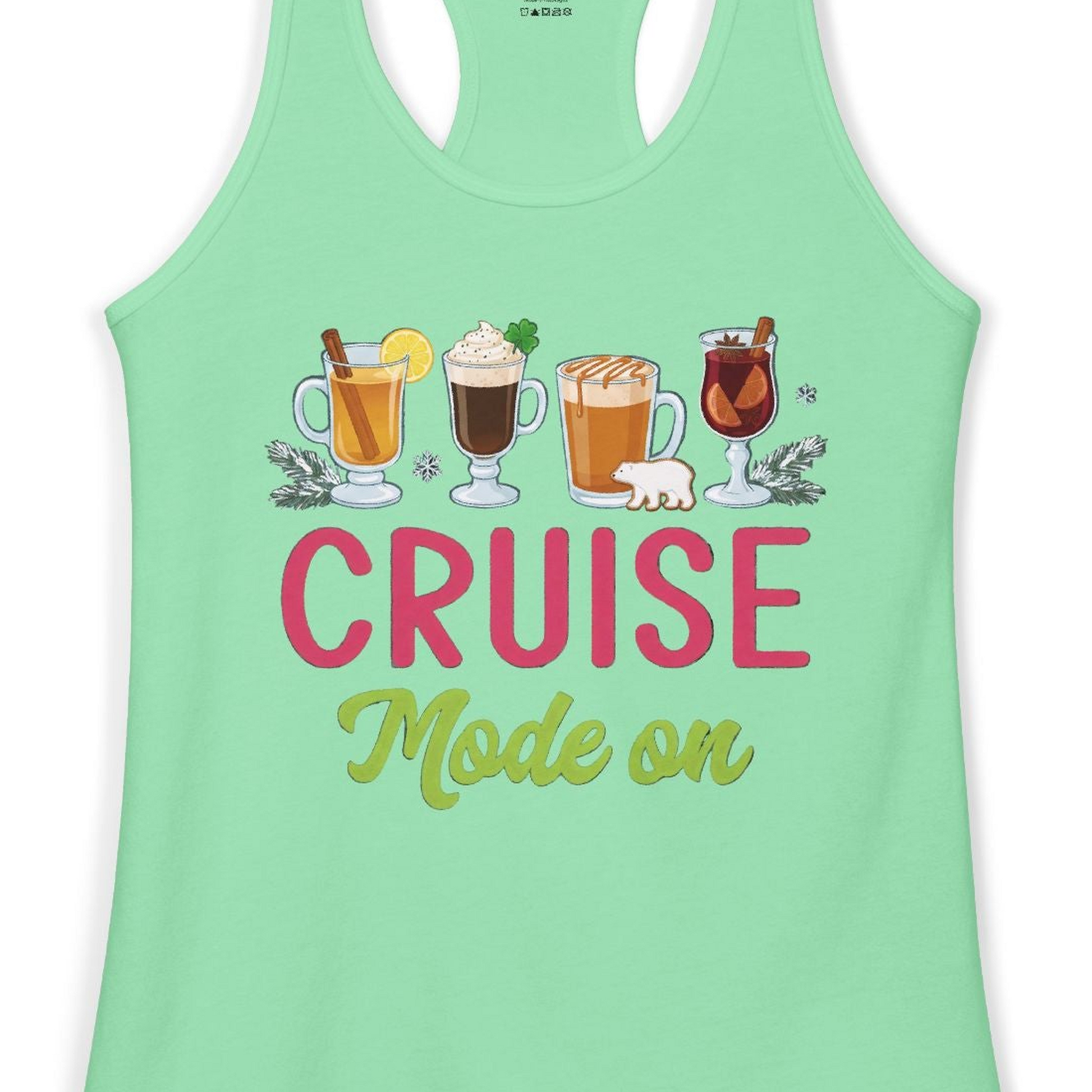 Cruise Mode On Shirt Ladies Tank Top – Solid Mint – Alaska Cruise Shirts Close Up