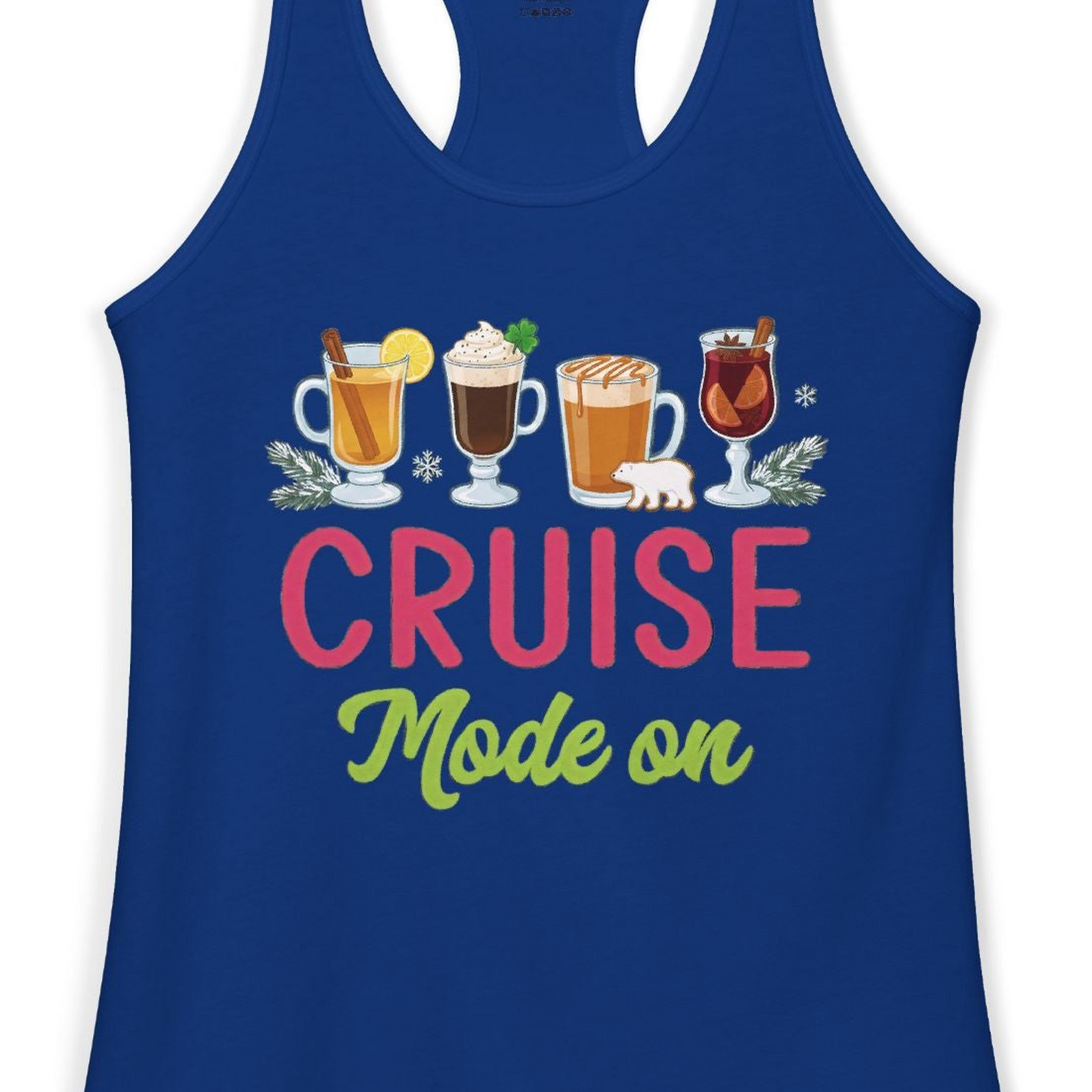 Cruise Mode On Shirt Ladies Tank Top – Solid Royal – Alaska Cruise Shirts Close Up