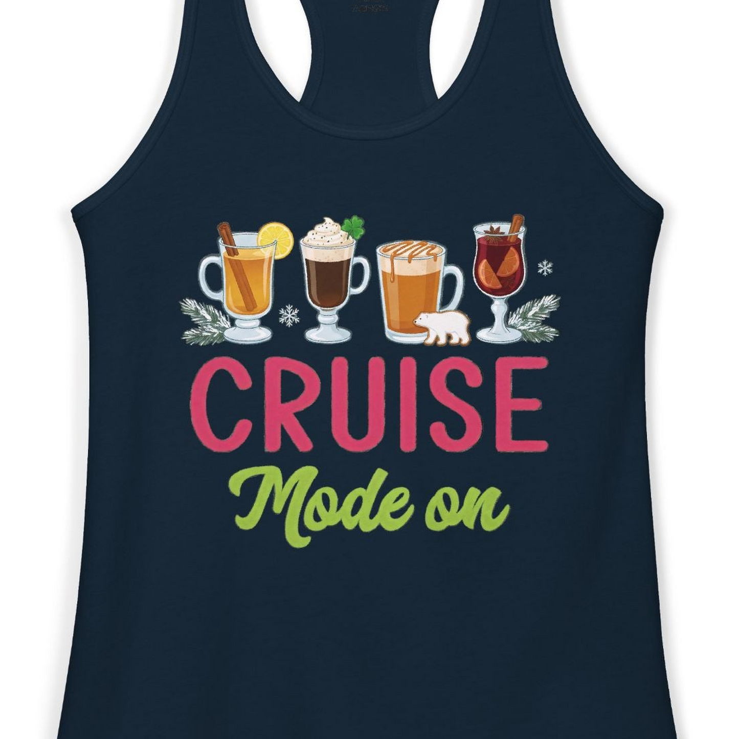 Cruise Mode On Shirt Ladies Tank Top – Solid Midnight Navy – Alaska Cruise Shirts Close Up