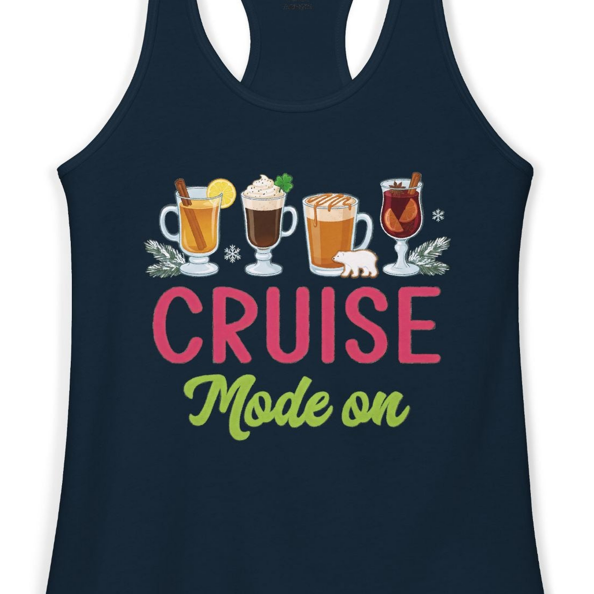 Cruise Mode On Shirt Ladies Tank Top – Solid Midnight Navy – Alaska Cruise Shirts Close Up