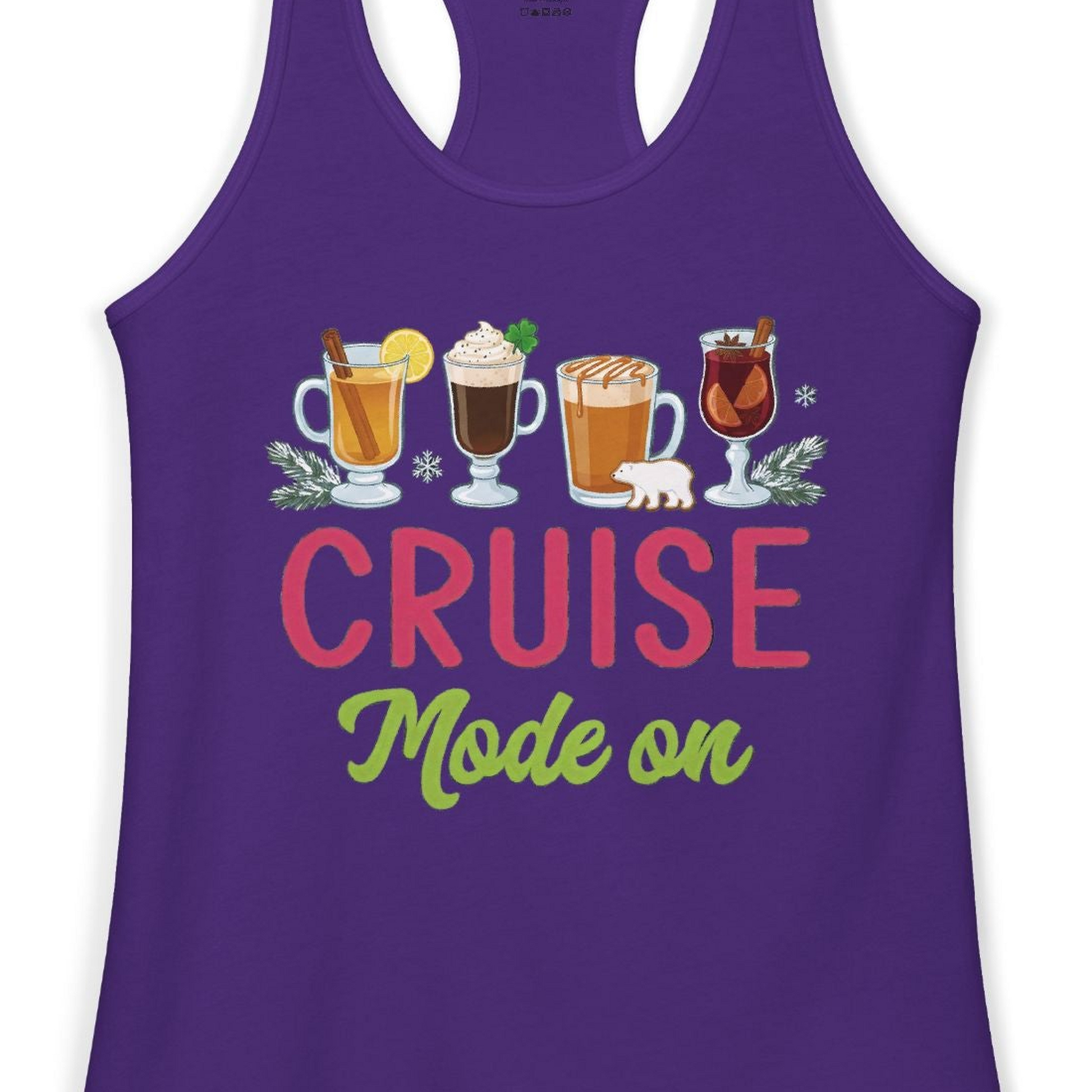 Cruise Mode On Shirt Ladies Tank Top – Solid Purple Rush – Alaska Cruise Shirts Close Up