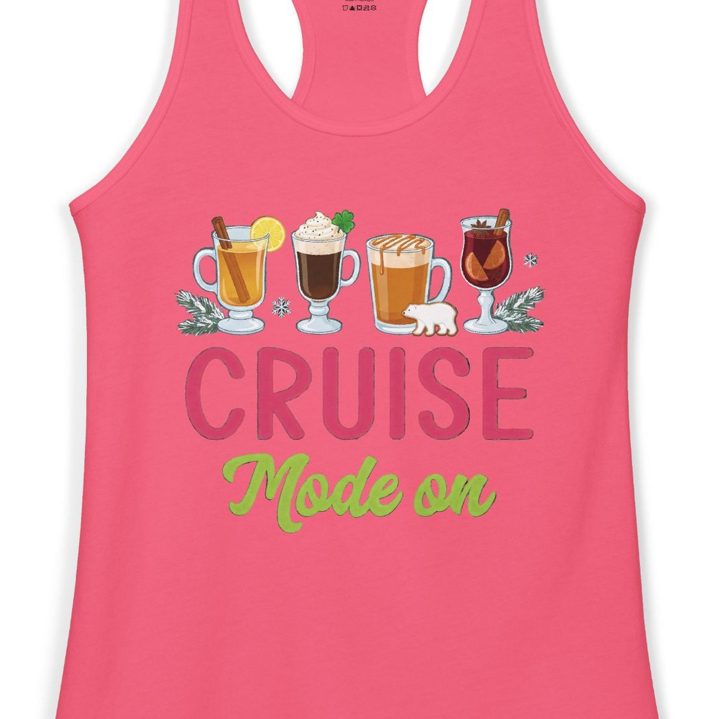 Cruise Mode On Shirt Ladies Tank Top – Hot Pink – Alaska Cruise Shirts Close Up