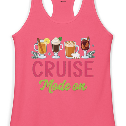Cruise Mode On Shirt Ladies Tank Top – Hot Pink – Alaska Cruise Shirts Close Up