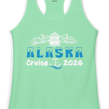 Alaska Cruise 2026 Shirt Ladies Tank Top – Solid Mint – Alaska Cruise Shirts Close Up