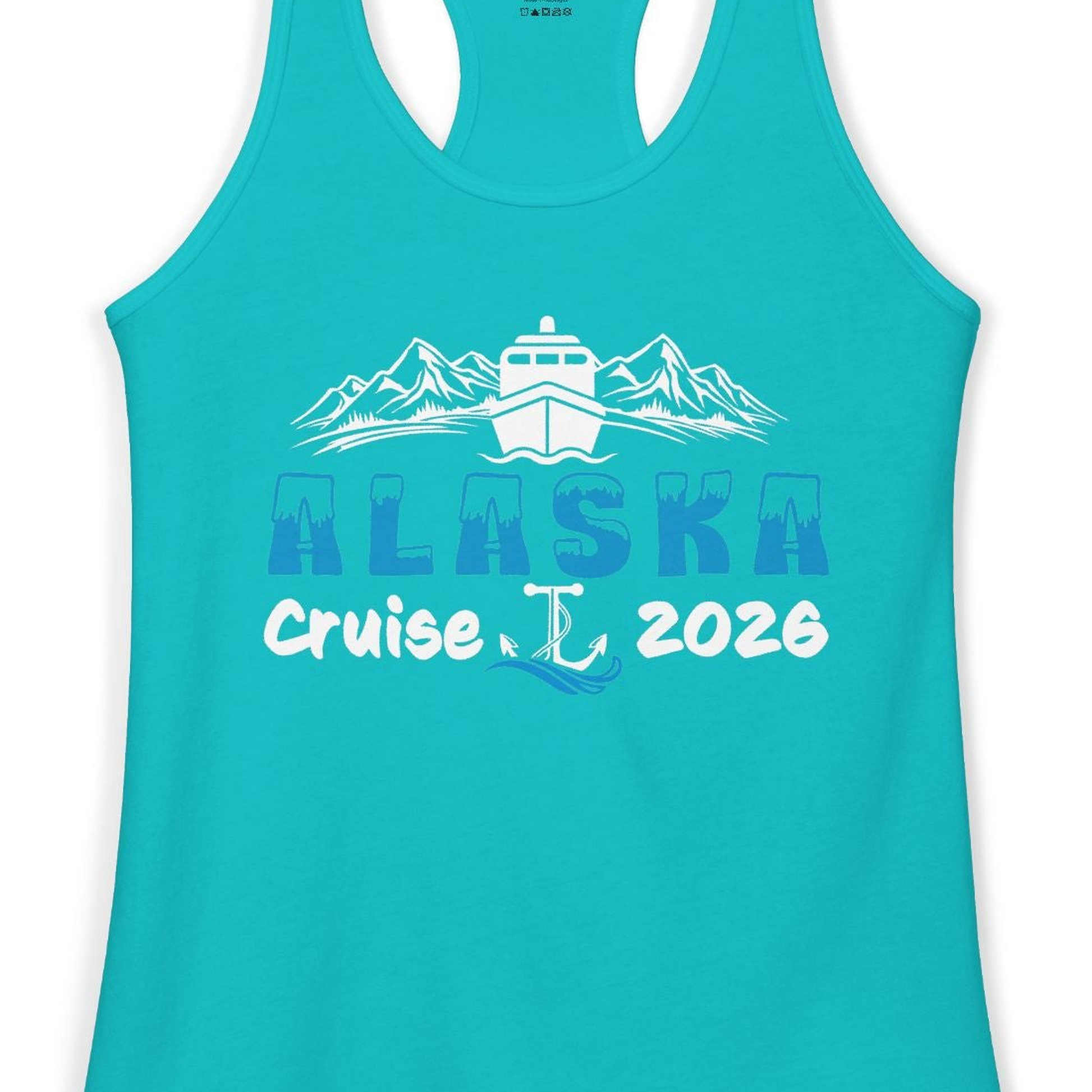 Alaska Cruise 2026 Shirt Ladies Tank Top – Tahiti Blue – Alaska Cruise Shirts Close Up