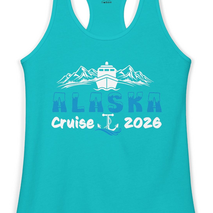 Alaska Cruise 2026 Shirt Ladies Tank Top – Tahiti Blue – Alaska Cruise Shirts Close Up