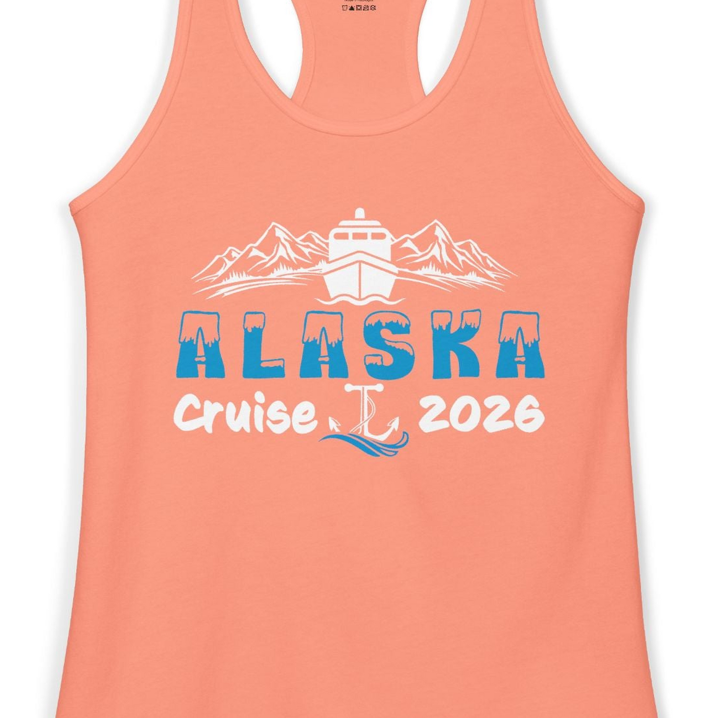 Alaska Cruise 2026 Shirt Ladies Tank Top – Solid Light Orange – Alaska Cruise Shirts Close Up
