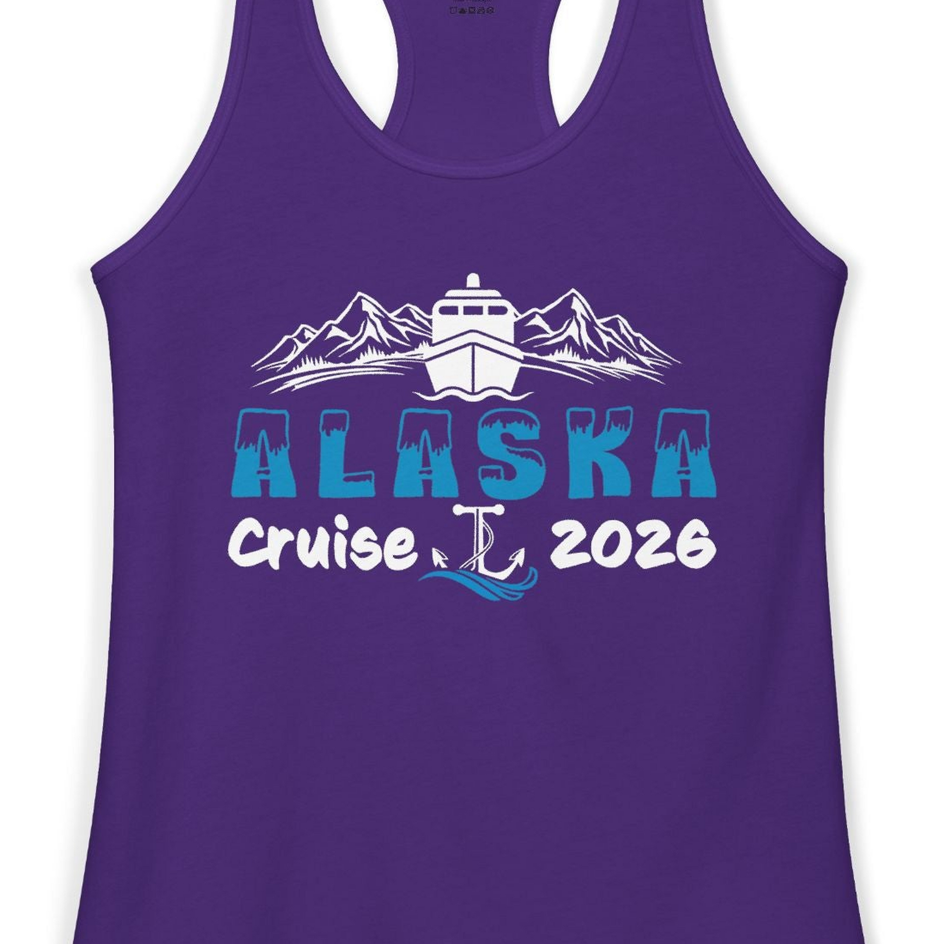 Alaska Cruise 2026 Shirt Ladies Tank Top – Solid Purple Rush – Alaska Cruise Shirts Close Up