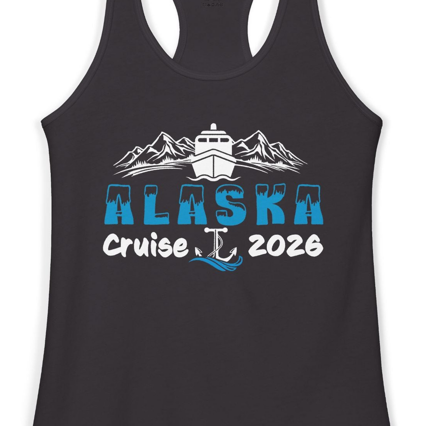 Alaska Cruise 2026 Shirt Ladies Tank Top – Black – Alaska Cruise Shirts Close Up