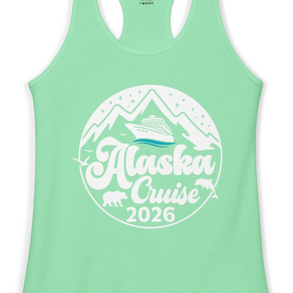 Alaska Cruise 2026 Shirt Ladies Tank Top – Solid Mint – Alaska Cruise Shirts Close Up