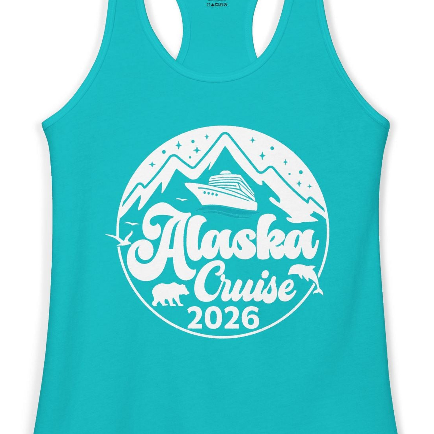 Alaska Cruise 2026 Shirt Ladies Tank Top – Tahiti Blue – Alaska Cruise Shirts Close Up