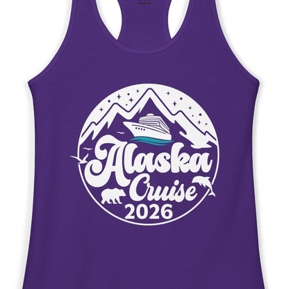 Alaska Cruise 2026 Shirt Ladies Tank Top – Solid Purple Rush – Alaska Cruise Shirts Close Up