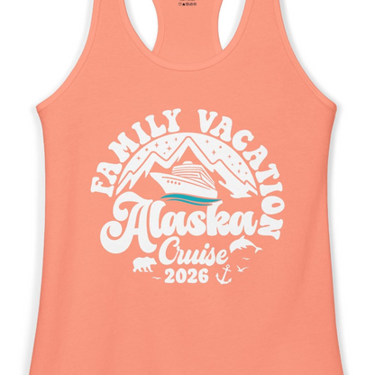 Alaska Family Cruise Shirt Ladies Tank Top – Solid Light Orange – Alaska Cruise Shirts Close Up