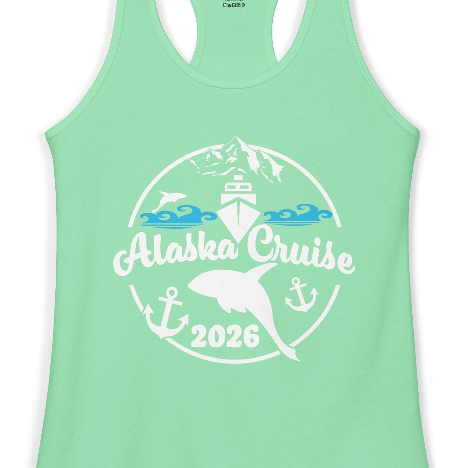 Alaska Cruise 2026 Shirt Ladies Tank Top – Solid Mint – Alaska Cruise Shirts Close Up