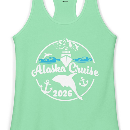 Alaska Cruise 2026 Shirt Ladies Tank Top – Solid Mint – Alaska Cruise Shirts Close Up