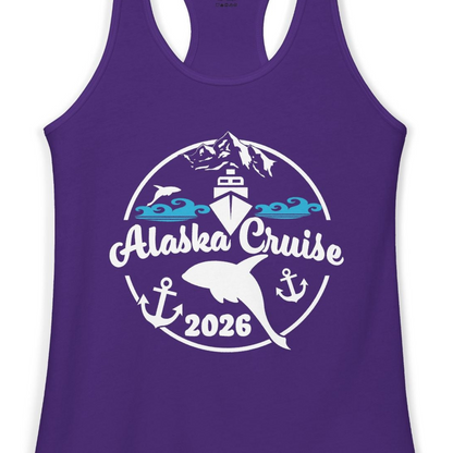 Alaska Cruise 2026 Shirt Ladies Tank Top – Solid Purple Rush – Alaska Cruise Shirts Close Up