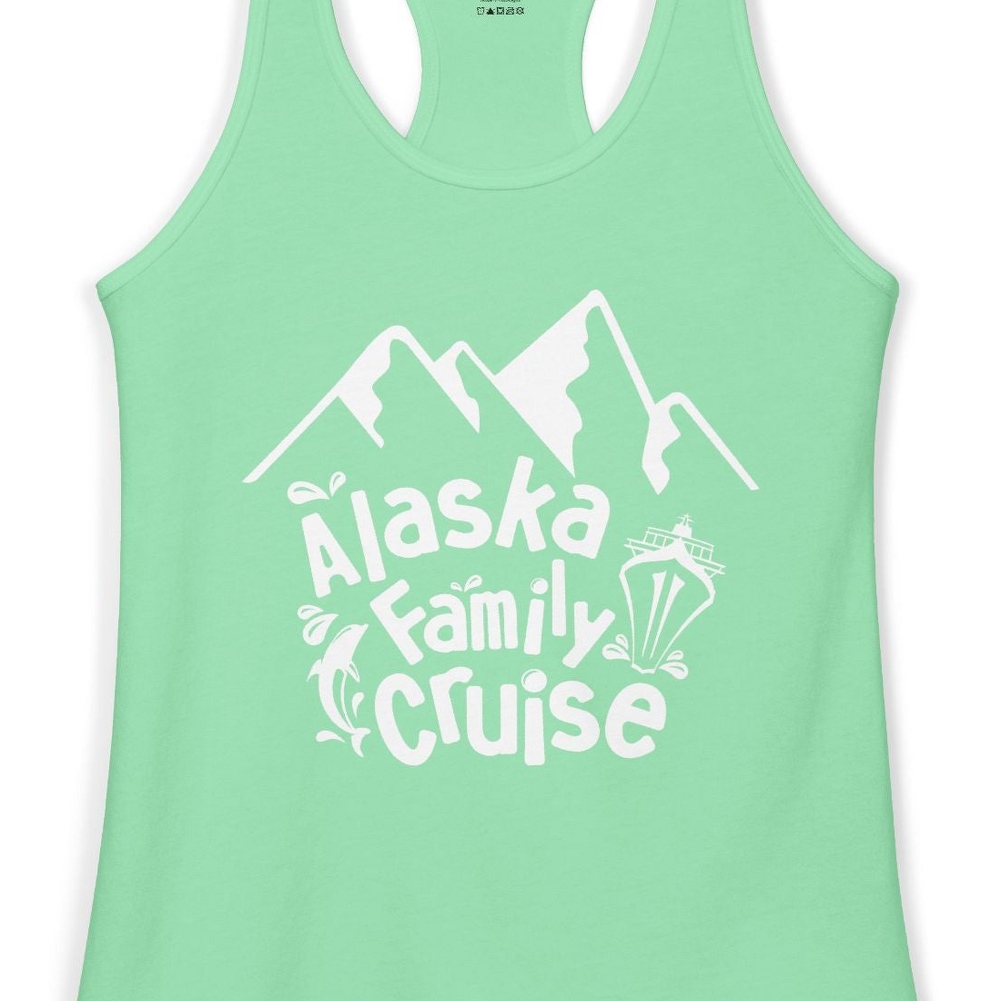 Alaska Family Cruise Adventure Shirt Ladies Tank Top – Solid Mint – Alaska Cruise Shirts Close Up