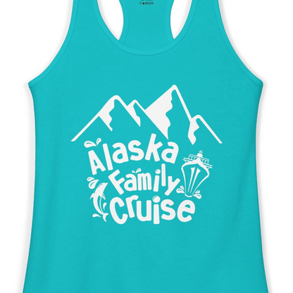 Alaska Family Cruise Adventure Shirt Ladies Tank Top – Tahiti Blue – Alaska Cruise Shirts Close Up