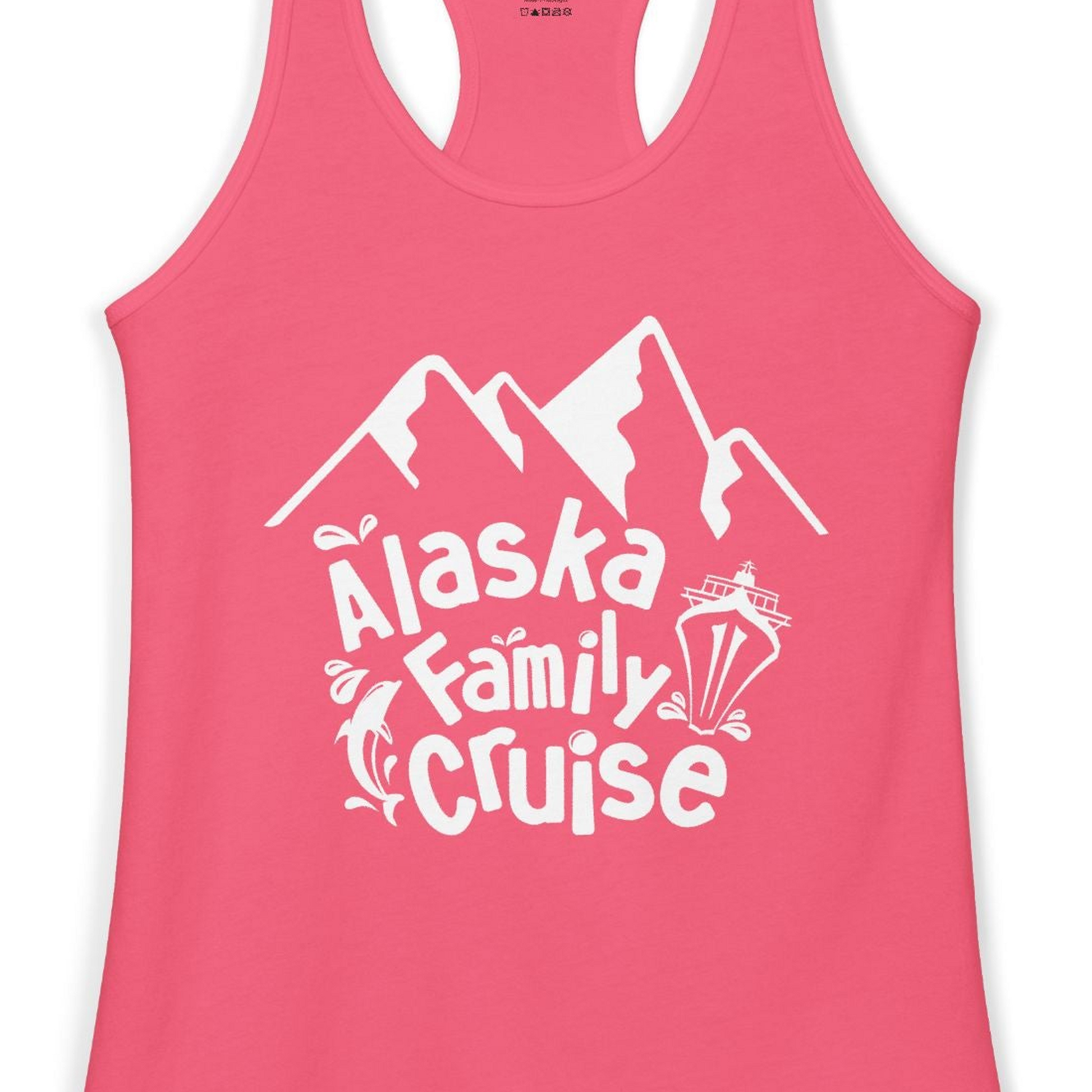 Alaska Family Cruise Adventure Shirt Ladies Tank Top – Hot Pink – Alaska Cruise Shirts Close Up