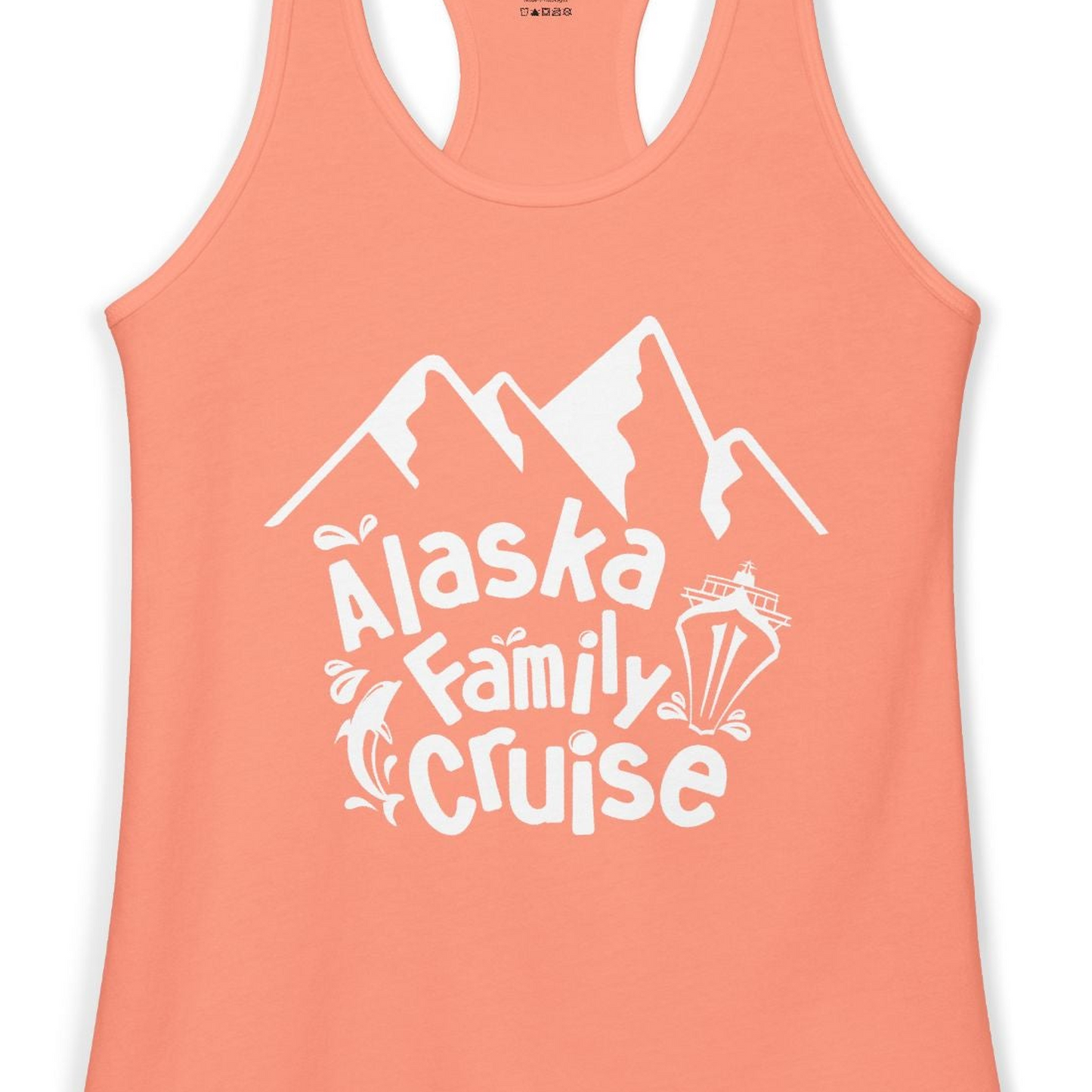 Alaska Family Cruise Adventure Shirt Ladies Tank Top – Solid Light Orange – Alaska Cruise Shirts Close Up