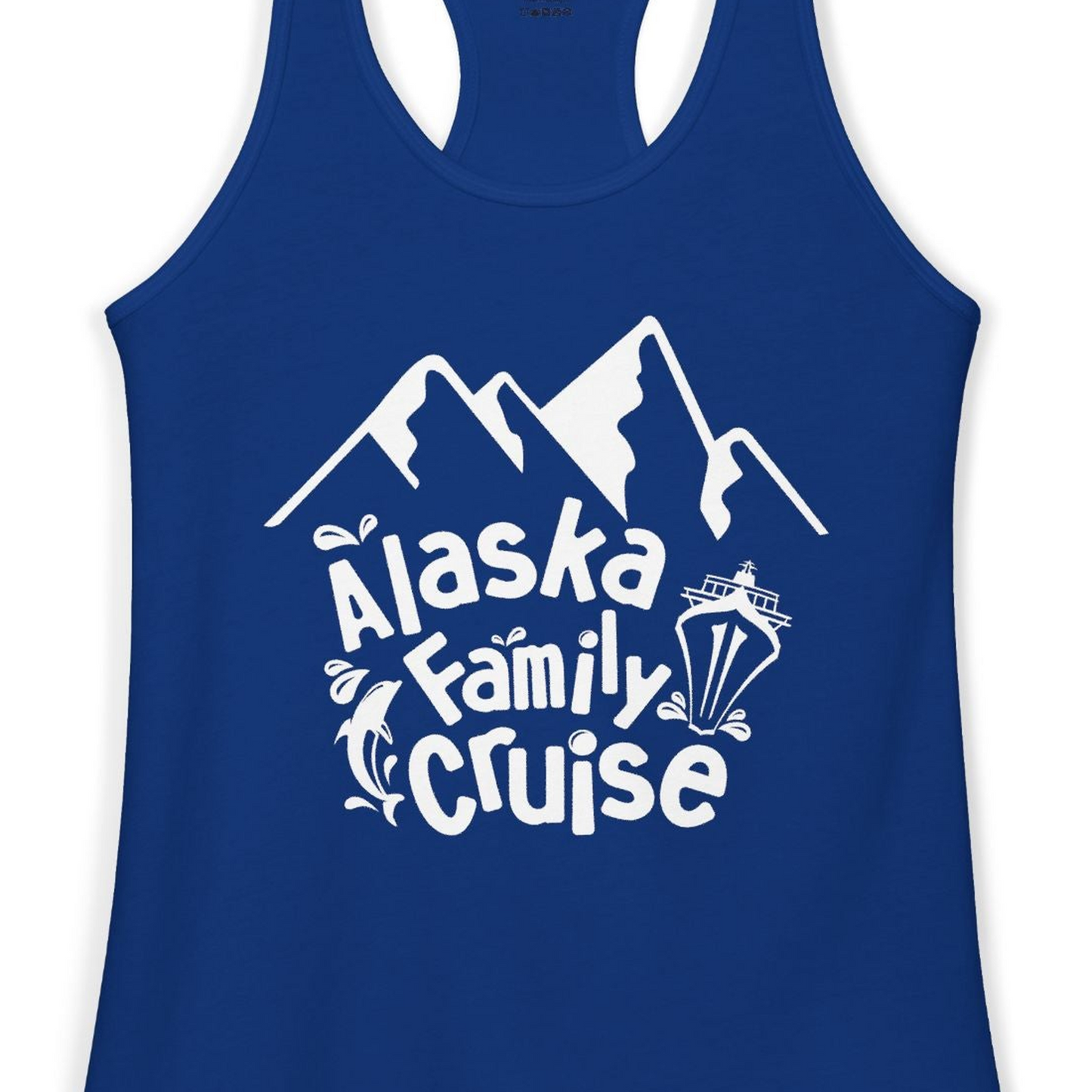 Alaska Family Cruise Adventure Shirt Ladies Tank Top – Solid Royal – Alaska Cruise Shirts Close Up