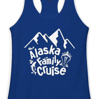 Alaska Family Cruise Adventure Shirt Ladies Tank Top – Solid Royal – Alaska Cruise Shirts Close Up