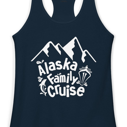 Alaska Family Cruise Adventure Shirt Ladies Tank Top – Solid Midnight Navy – Alaska Cruise Shirts Close Up
