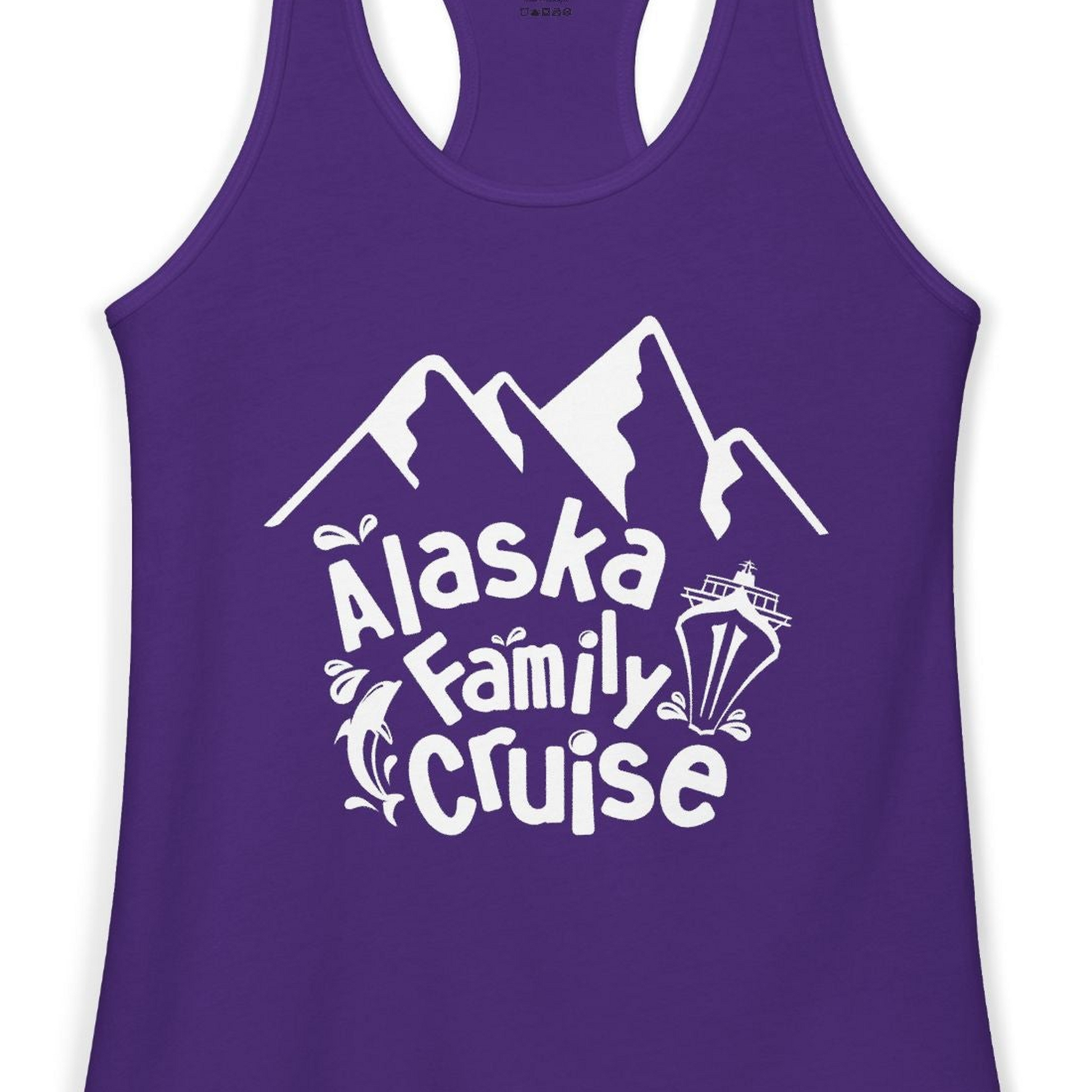 Alaska Family Cruise Adventure Shirt Ladies Tank Top – Solid Purple Rush – Alaska Cruise Shirts Close Up