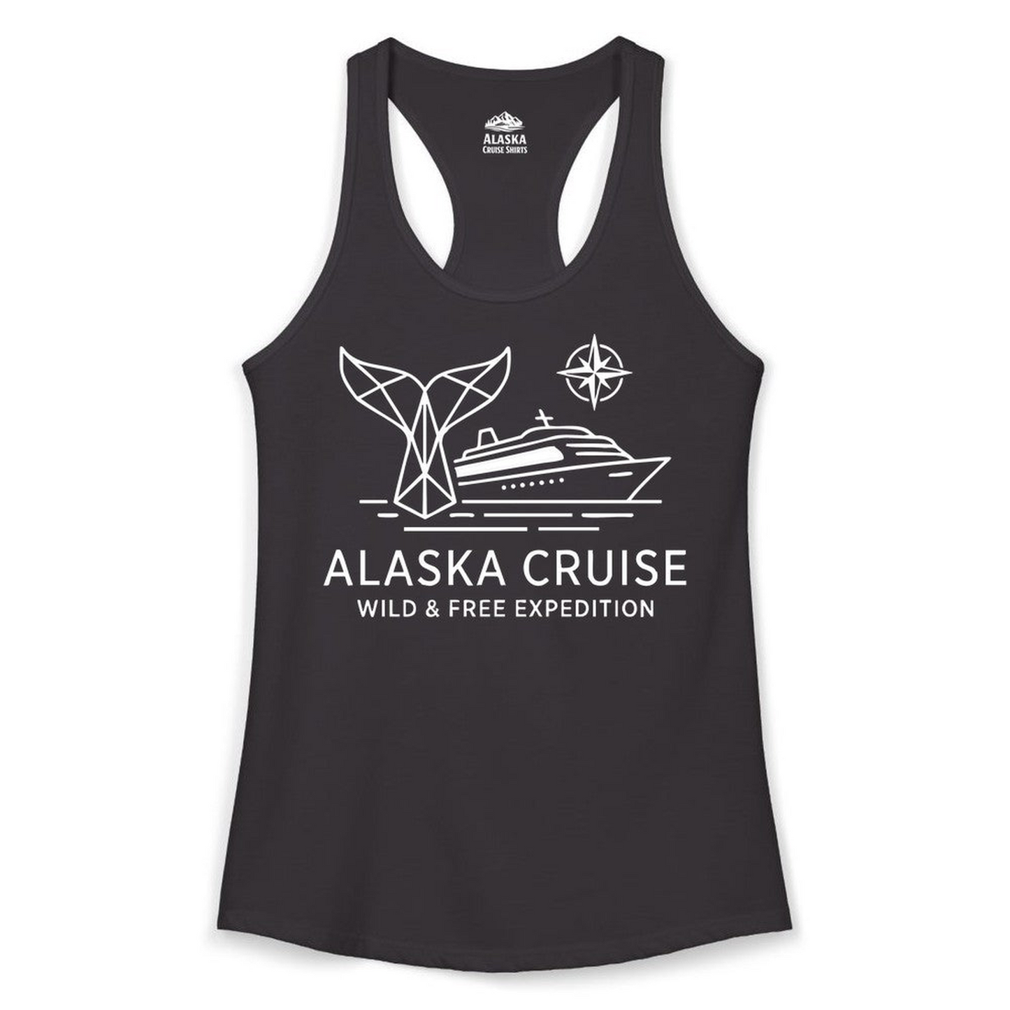 Alaska Cruise Shirt Ladies Tank Top – Black – Alaska Cruise Shirts Close Up