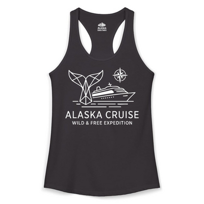Alaska Cruise Shirt Ladies Tank Top – Black – Alaska Cruise Shirts Close Up