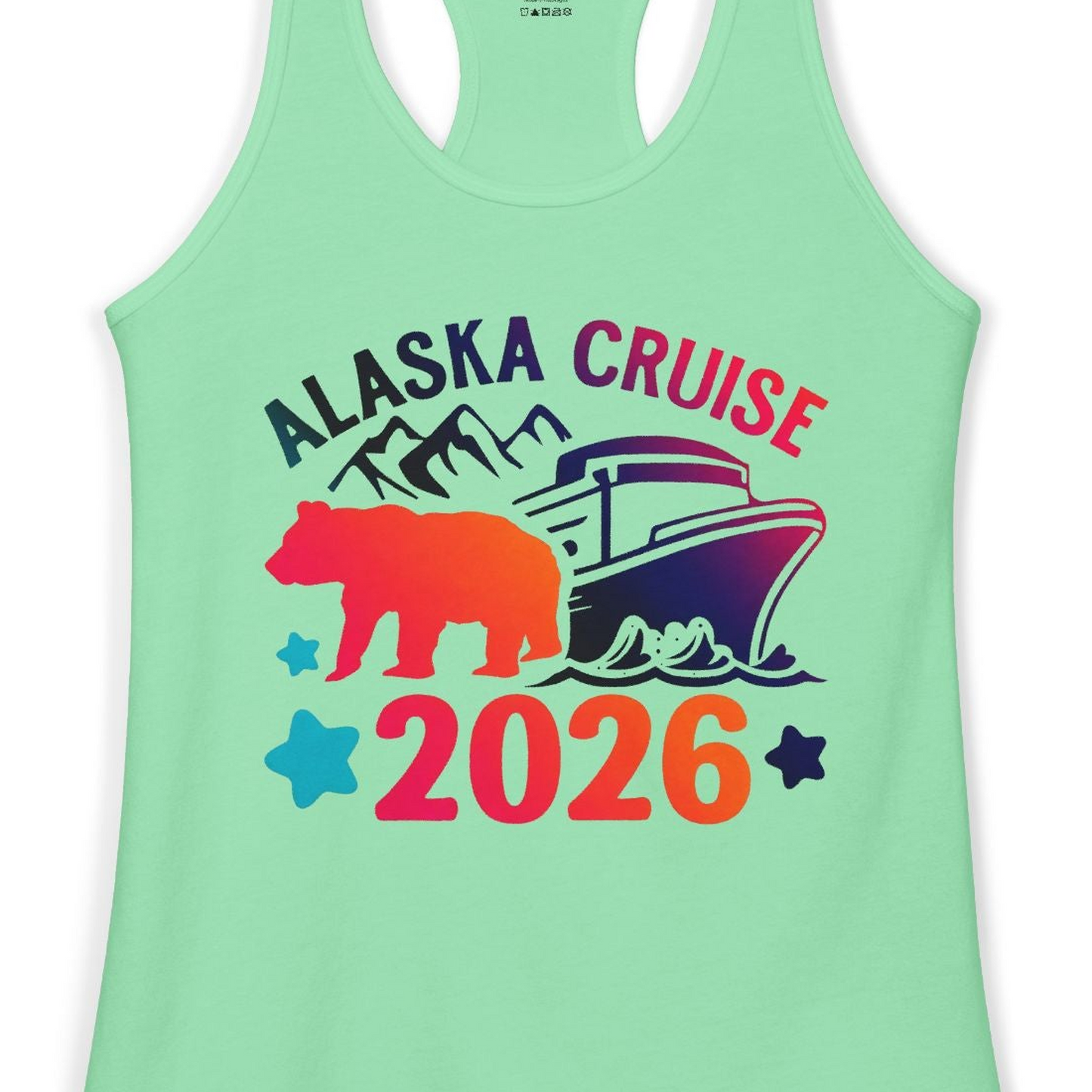 Alaska Cruise 2026 Shirt Ladies Tank Top – Solid Mint – Alaska Cruise Shirts Close Up