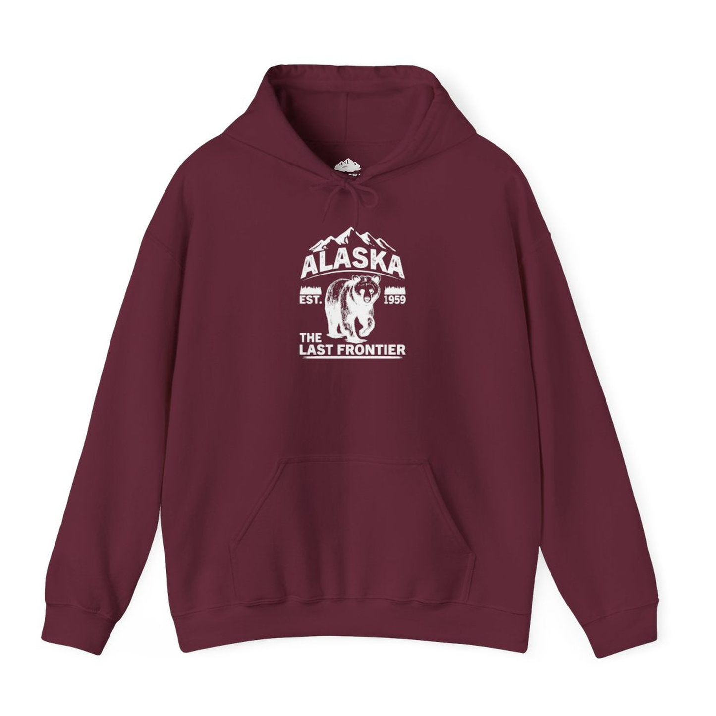 Alaska Bear Shirt - Vintage Distressed Mountains The Last Frontier Tee – Maroon – Alaska Cruise Shirts