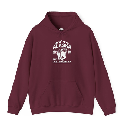 Alaska Bear Shirt - Vintage Distressed Mountains The Last Frontier Tee – Maroon – Alaska Cruise Shirts