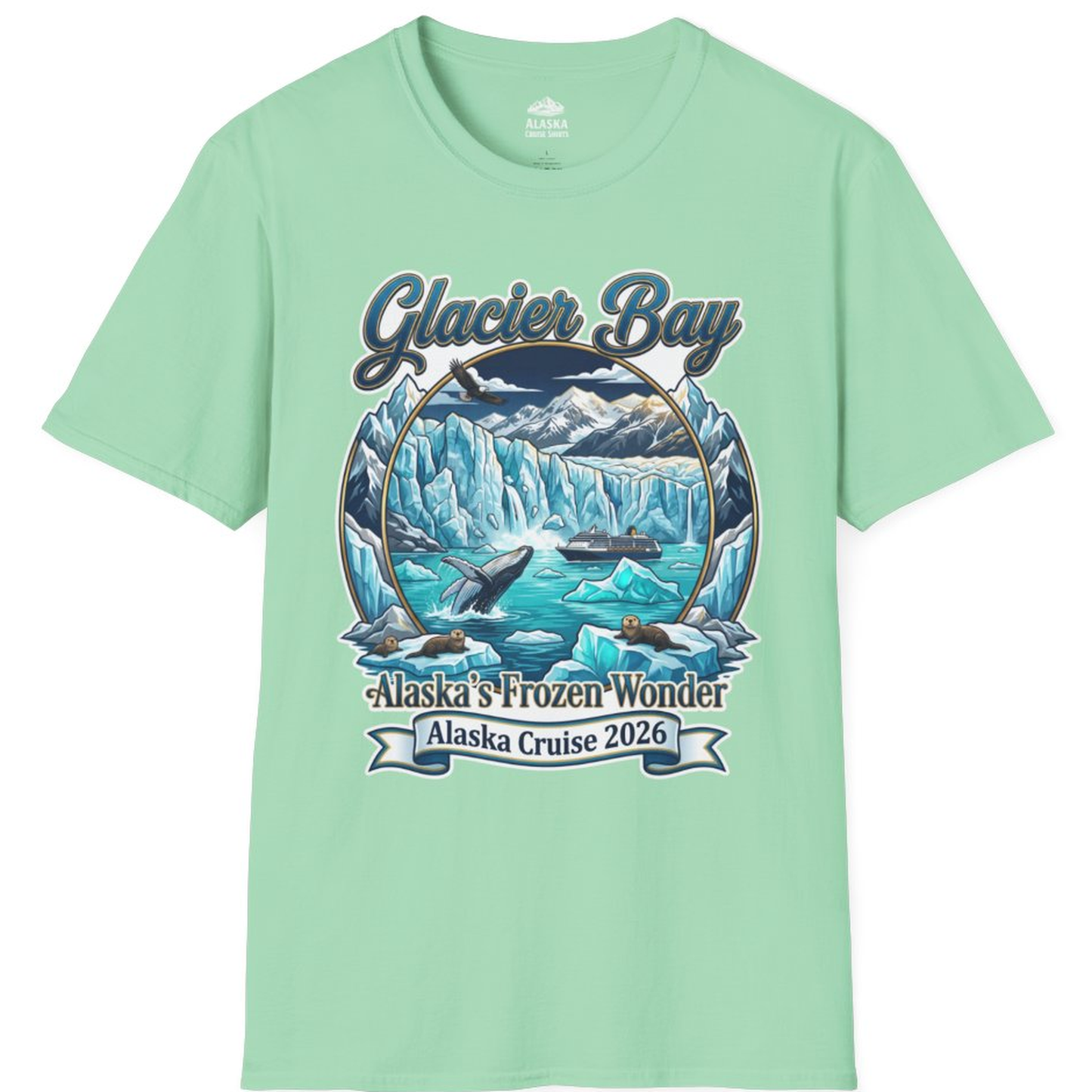 Glacier Bay Alaska Cruise 2026 Wildlife Adventure Souvenir Shirt – Mint Green – Alaska Cruise Shirts