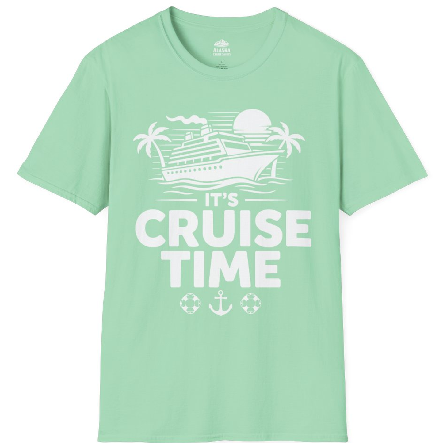 It’s Cruise Time Bold Nautical Vacation Shirt for Cruise Enthusiasts – Mint Green – Alaska Cruise Shirts