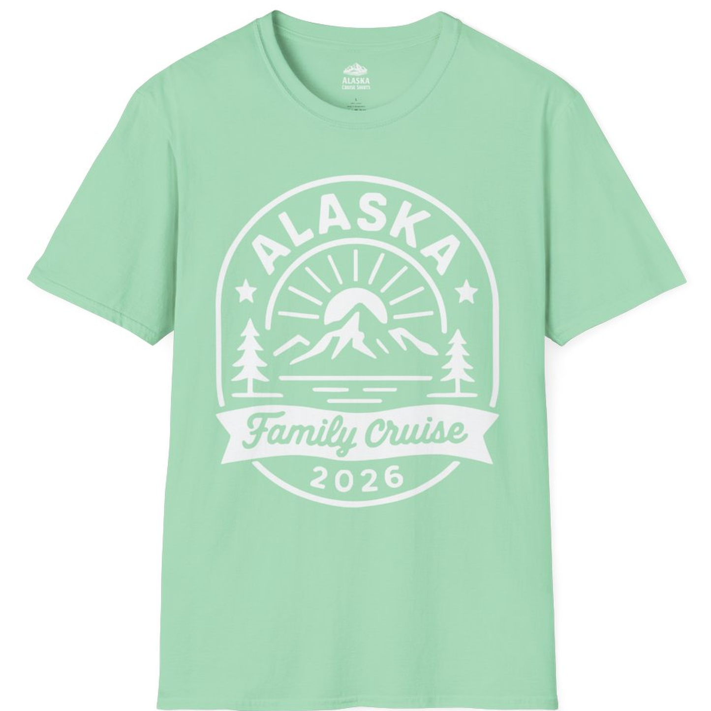 Alaska Family Cruise 2026 Mountain Nature Adventure Shirt – Mint Green – Alaska Cruise Shirts