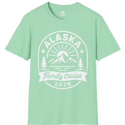 Alaska Family Cruise 2026 Mountain Nature Adventure Shirt – Mint Green – Alaska Cruise Shirts