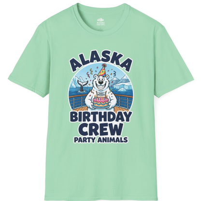 Alaska Birthday Crew Party Animals Polar Bear Cruise Shirt – Mint Green – Alaska Cruise Shirts