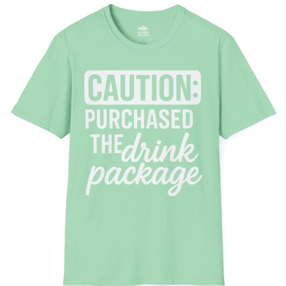 Caution Purchased Drink Package Funny Cruise Vacation T-Shirt – Mint Green – Alaska Cruise Shirts
