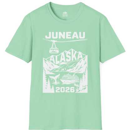 Juneau Alaska Cruise 2026 Scenic Whale and Cable Car Shirt – Mint Green – Alaska Cruise Shirts