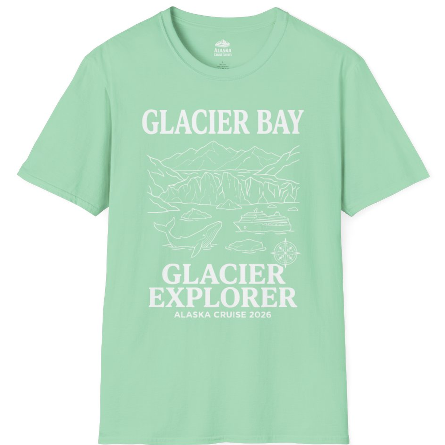 Glacier Bay Alaska Cruise 2026 Glacier Explorer Souvenir Shirt – Mint Green – Alaska Cruise Shirts