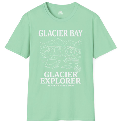 Glacier Bay Alaska Cruise 2026 Glacier Explorer Souvenir Shirt – Mint Green – Alaska Cruise Shirts