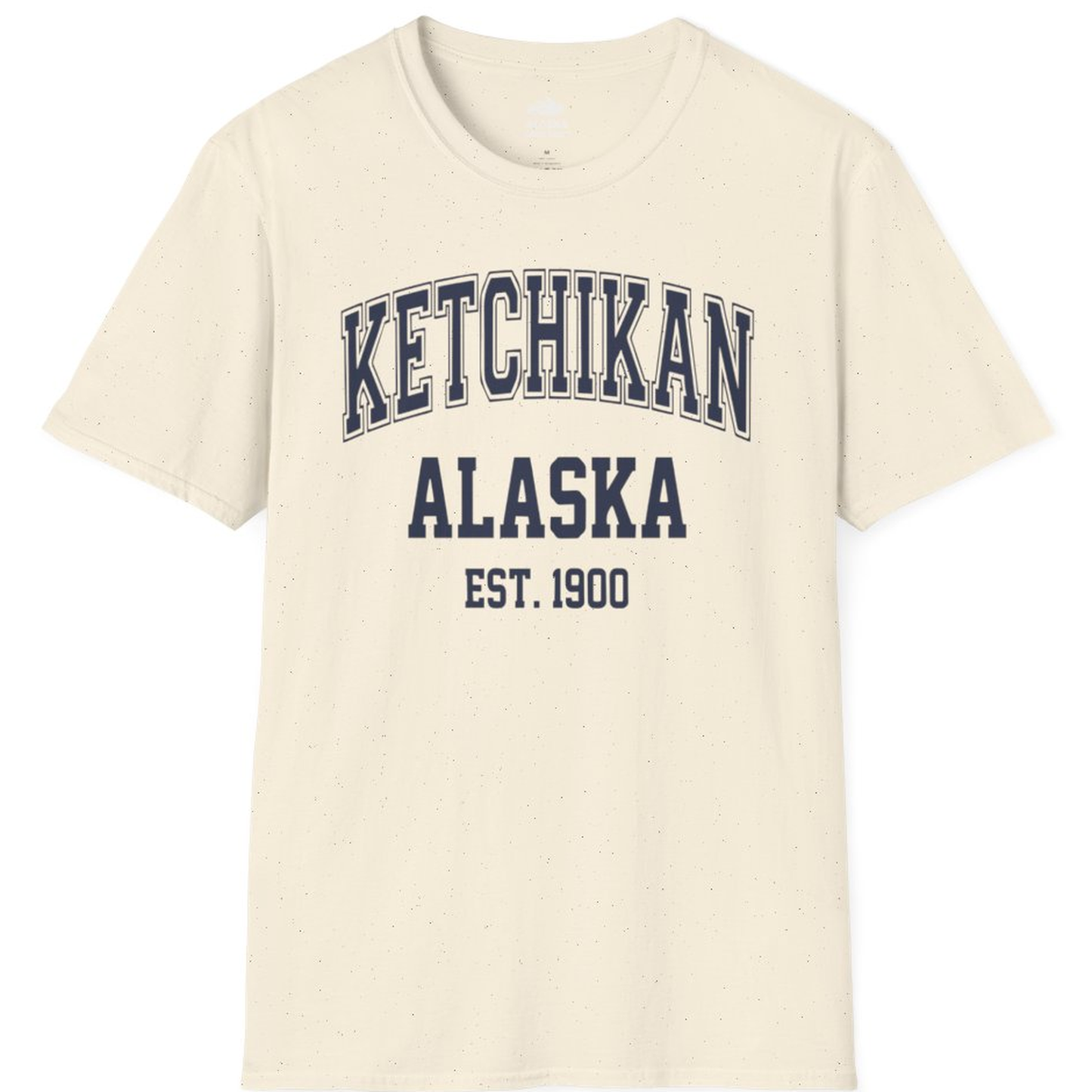Ketchikan Alaska Collegiate Style Est 1900 Vintage Tee Shirt – Natural – Alaska Cruise Shirts