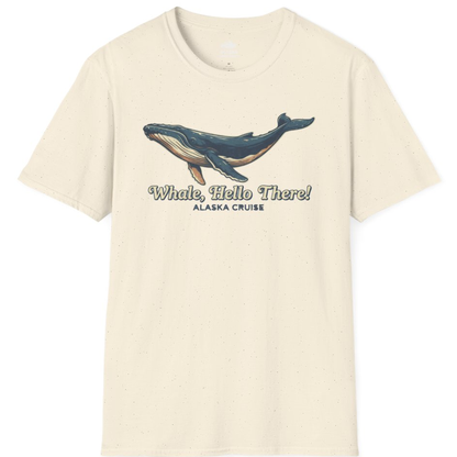 Whale Hello There Alaska Cruise Shirt - Retro Funny Whale Watching Tee – Natural – Alaska Cruise Shirts