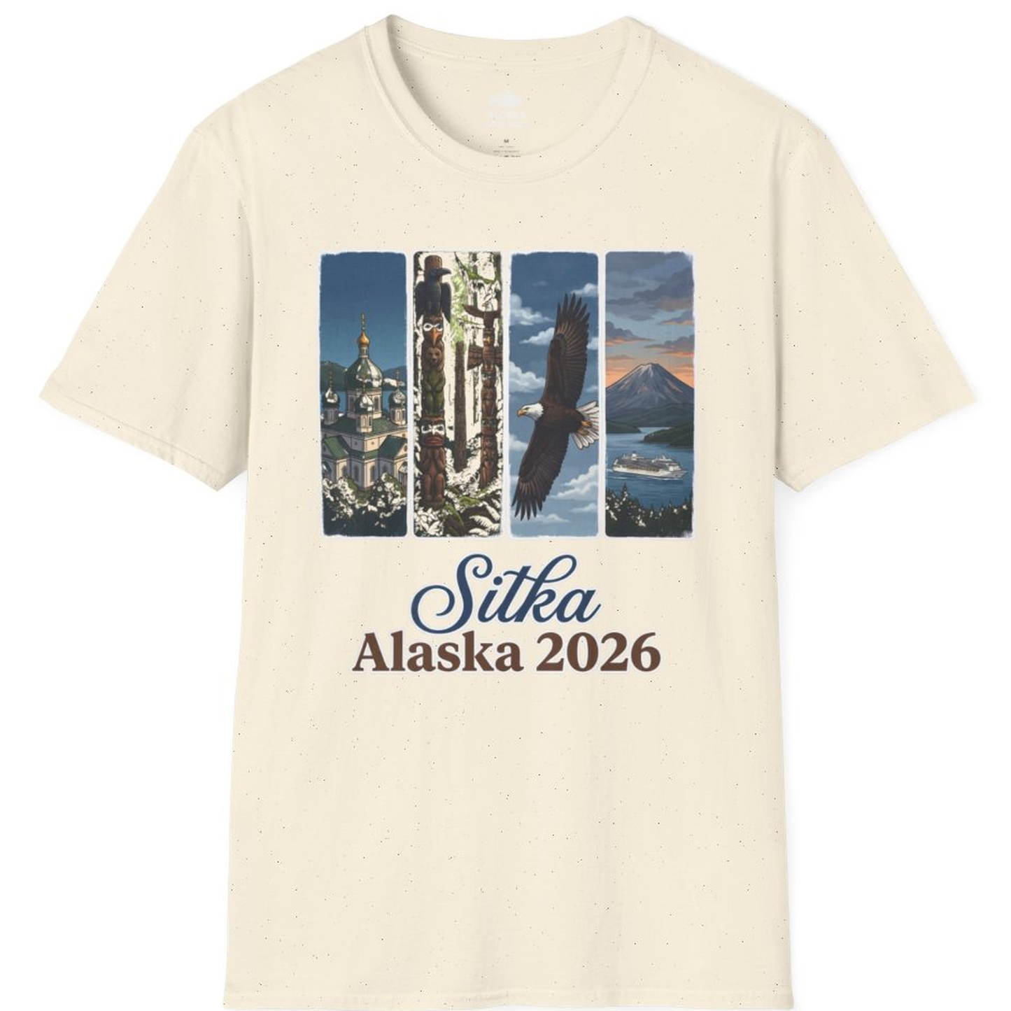 Sitka Alaska 2026 Cruise and Wildlife Souvenir Graphic Shirt – Natural – Alaska Cruise Shirts