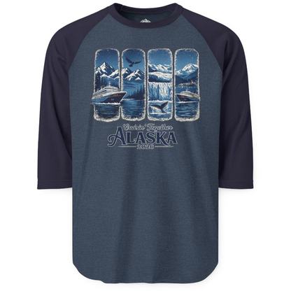 Alaska Cruise Adventure Shirt - Wildlife Scenic Mountains Vintage 2026 – Heather Denim/Navy – Alaska Cruise Shirts