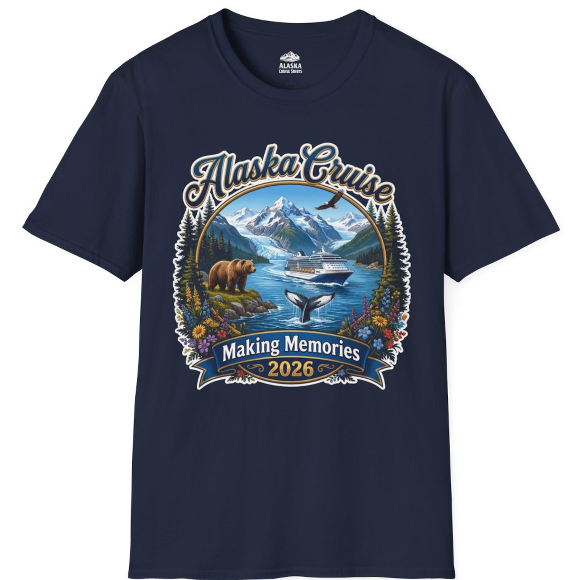 Alaska Cruise 2026 Making Memories Nature Travel Shirt – Navy – Alaska Cruise Shirts